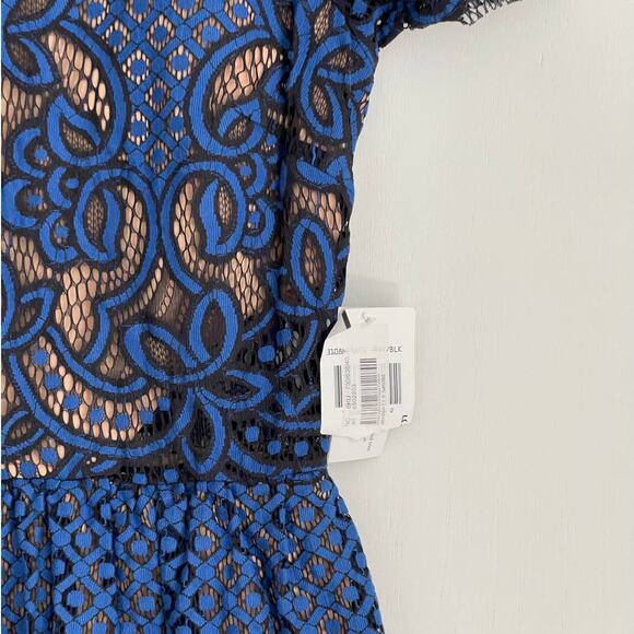 NEW City Triangles Dress Juniors Size 5 Blue Short Sleeve Fit & Flare Lace Dress - Picture 7 of 9